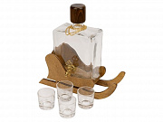 Штоф со стаканчиками на деревянной подставке «Сани»