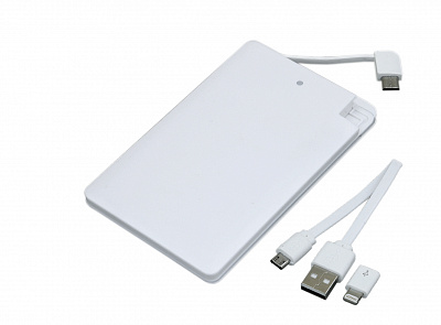 Универсальное зарядное устройство 2 500 MAH под нанесение логотипа в виде кредитной карты