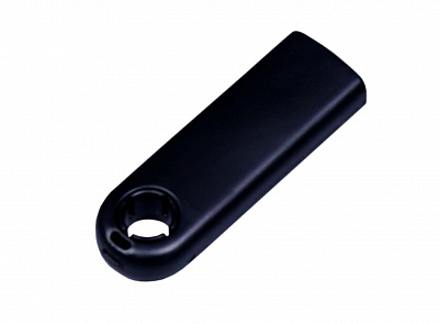 Классическая черная выдвижная пластиковая флешка с круглым отверстием