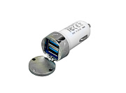 Автомобильная зарядка CC-02, 2 USB порта, круглое основание для логотипа