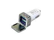 Автомобильная зарядка CC-03, 2 USB порта, квадратное основание для логотипа