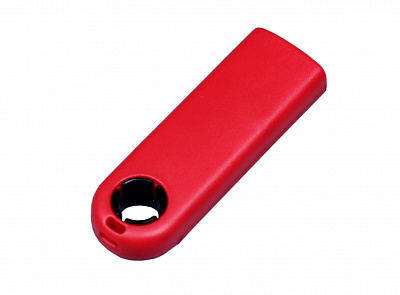 Классическая красная выдвижная пластиковая флешка с круглым отверстием