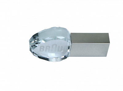 Стеклянная флешка с кристаллом сердце под гравировку 3D логотипа