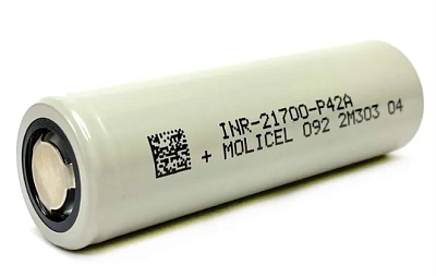 Новый морозостойкий Аккумулятор Li-ion Molicel INR 21700 P42A, 4200 mAh 45A (1 шт.)
