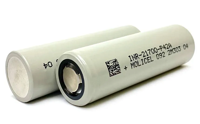 Новый морозостойкий Аккумулятор Li-ion Molicel INR 21700 P42A, 4200 mAh 45A (5 шт.)